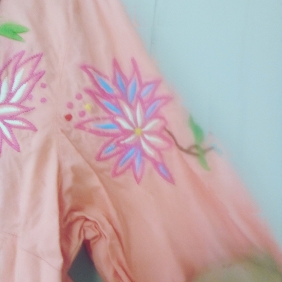 Womens Embroidered Peach Blouse Plus Size 2X Embroidery Bohemian Embroidery Boho - Picture 4 of 4